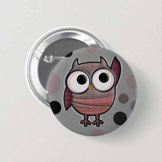 Retro Owl Ronde Button 5,7 Cm (Voorkant /achterkant)