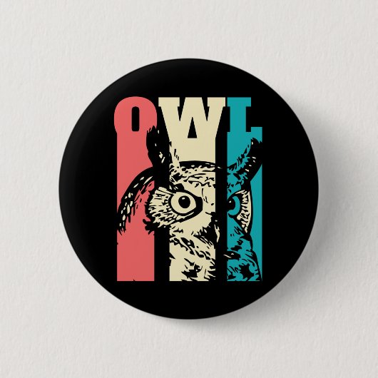 Retro Owl Ronde Button 5,7 Cm (Voorkant)