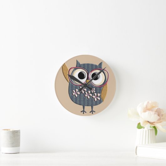 Retro  Owl Ronde Klok (Huis)