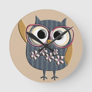 Retro Owl Ronde Klok