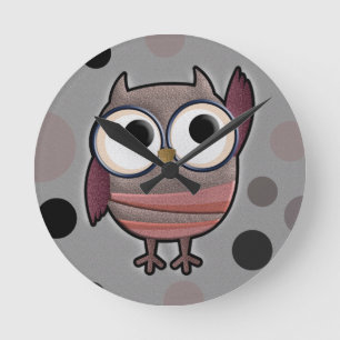 Retro Owl Ronde Klok