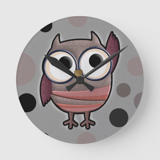 Retro Owl Ronde Klok (Voorkant)