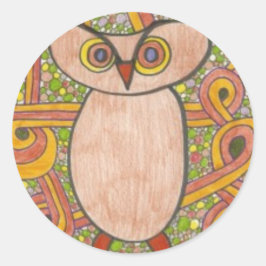 Retro Owl Ronde Sticker