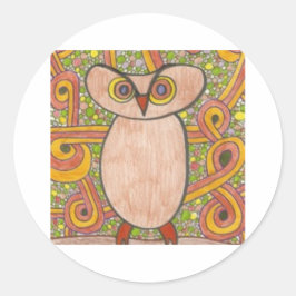 Retro Owl Ronde Sticker