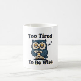 Retro Owl Sleepy Wisdom White Mug Koffiemok