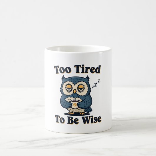Retro Owl Sleepy Wisdom White Mug Koffiemok (Center)
