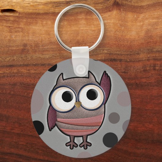 Retro Owl Sleutelhanger (Voorkant)