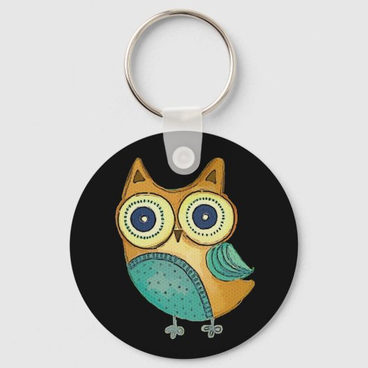 Retro  Owl Sleutelhanger (Voorkant)