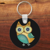 Retro  Owl Sleutelhanger (Voorkant)