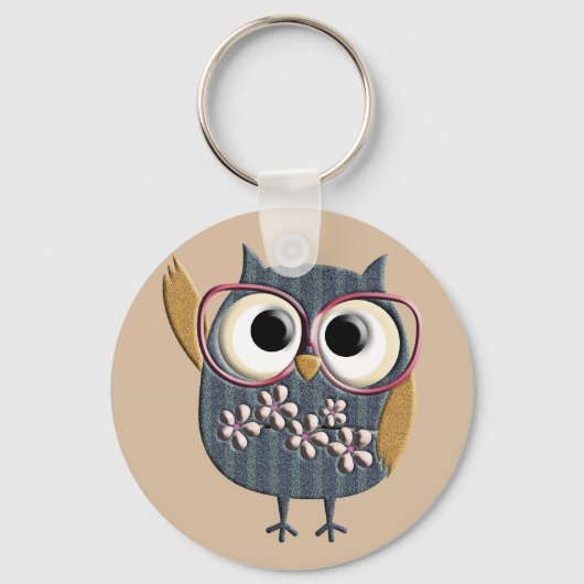 Retro  Owl Sleutelhanger (Voorkant)