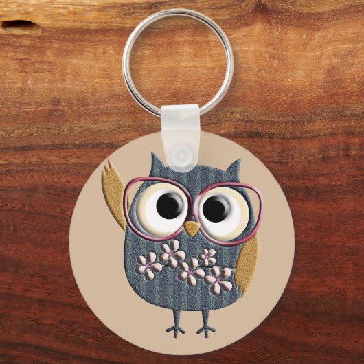 Retro  Owl Sleutelhanger (Voorkant)
