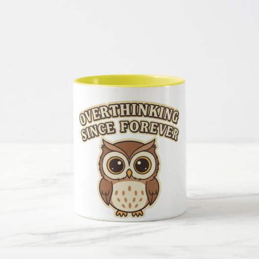 Retro Owl Thinking Mode Color Inside Mug Mok (Midden)