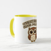 Retro Owl Thinking Mode Color Inside Mug Mok (Voorkant links)