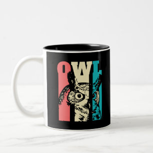 Retro Owl Tweekleurige Koffiemok