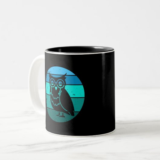 Retro Owl Tweekleurige Koffiemok (Voorkant links)