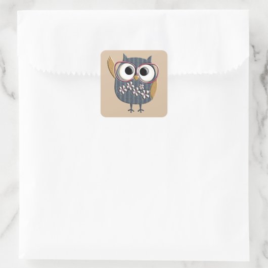 Retro  Owl Vierkante Sticker (Tas)