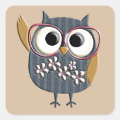 Retro  Owl Vierkante Sticker (Voorkant)