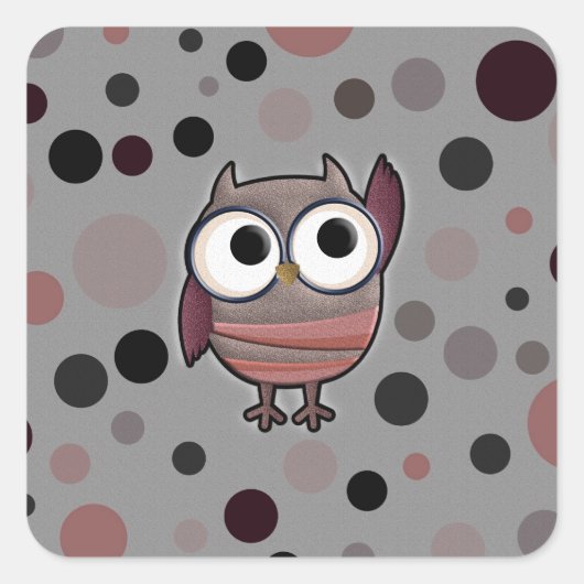 Retro Owl Vierkante Sticker (Voorkant)