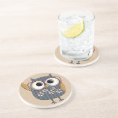 Retro  Owl Zandsteen Onderzetter (Zijkant)