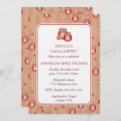 Retro Owls Baby shower Invitation Kaart (Voorkant / Achterkant)