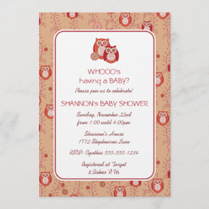 Retro Owls Baby shower Invitation Kaart