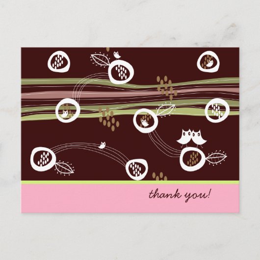 Retro Owls Family Cute Whimsical Stripes Nest Fun Briefkaart (Voorkant)