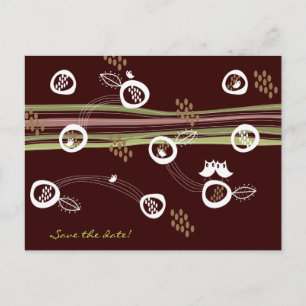 Retro Owls Family Save-the-Date Briefkaart