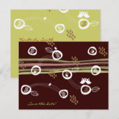 Retro Owls Family Save-the-Date Briefkaart (Voorkant / Achterkant)