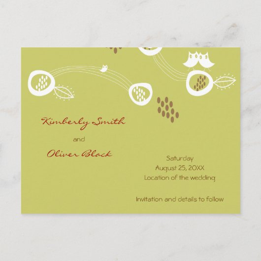 Retro Owls Family Save-the-Date Briefkaart (Achterkant)