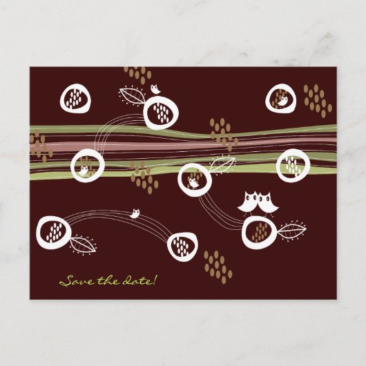 Retro Owls Family Save-the-Date Briefkaart (Voorkant)
