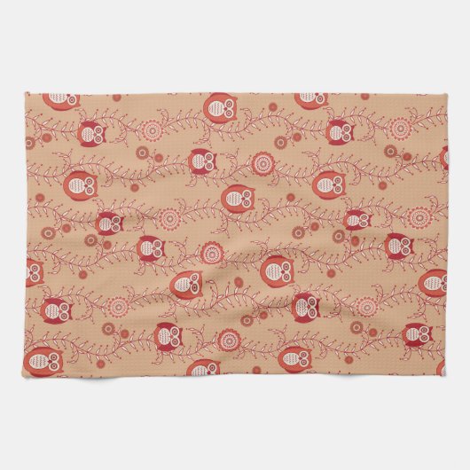 Retro Owls Kitchen Towel Theedoek (Horizontaal)