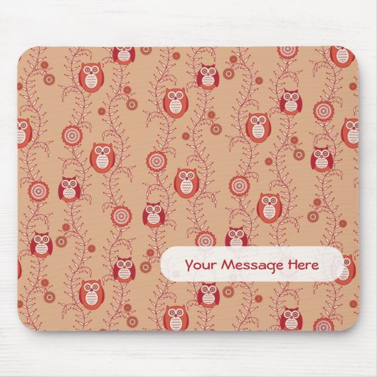 Retro Owls patterned Mousepad Muismat (Voorkant)