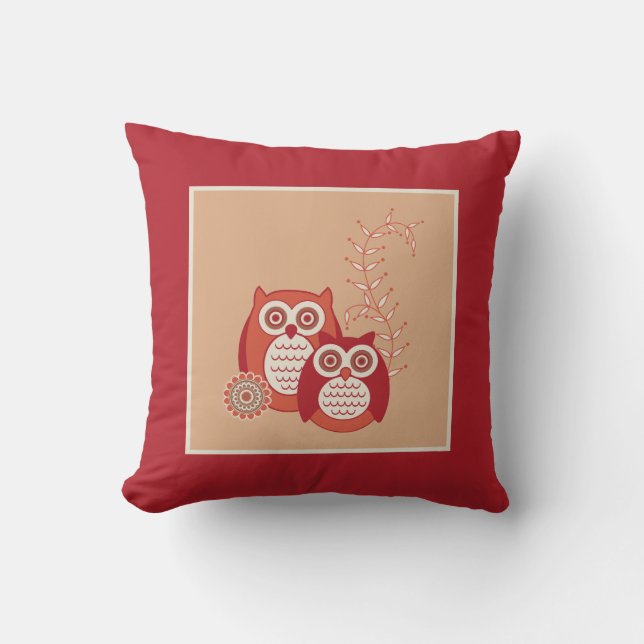 Retro Owls Pillow Kussen (Voorkant)