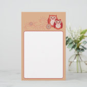 Retro Owls Stationery Briefpapier (Staand voorkant)