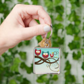 Retro Owls Swirly Branch Sleutelhanger (Hand)