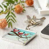 Retro Owls Swirly Branch Sleutelhanger (Zijkant)