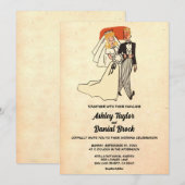  Retro Paar 50s Stripboek Huwelijk Kaart (Voorkant / Achterkant)