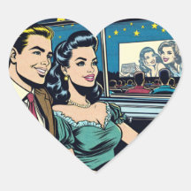 Retro paar bij drive-in film