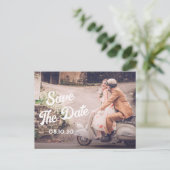 Retro paar bruiloft uitnodiging (Staand voorkant)