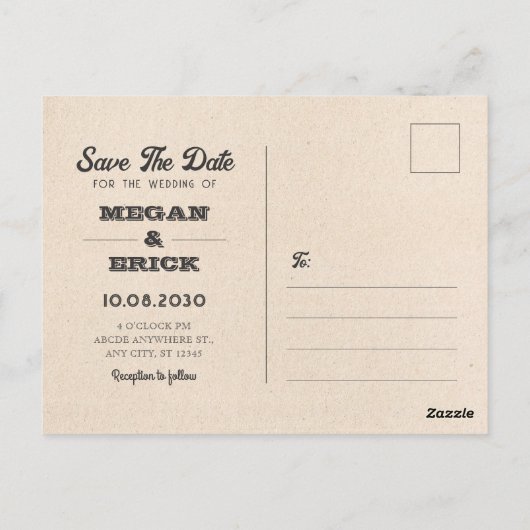 Retro paar bruiloft uitnodiging (Achterkant)