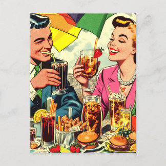 Retro paar Drink strips Briefkaart