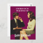 Retro paar gelukkige verjaardag briefkaart (Voorkant / Achterkant)