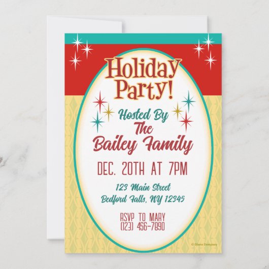 Retro paar grappig kerstvakantie feest uitnodigen kaart (Achterkant)