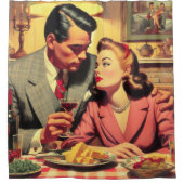 Retro paar illustratie douchegordijn (Voorkant)