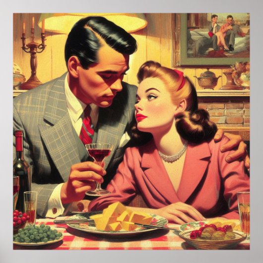 Retro paar illustratie poster (Voorkant)