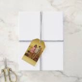 Retro paar in geel cadeaulabel (Met Touw)
