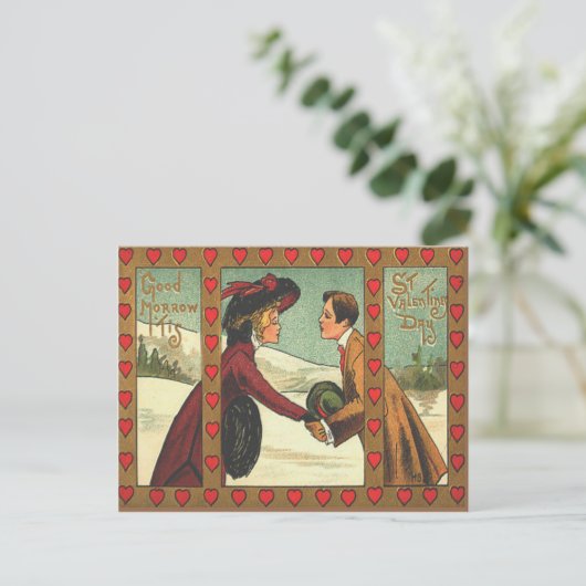  retro paar kussen Valentijn Kaart (Staand voorkant)