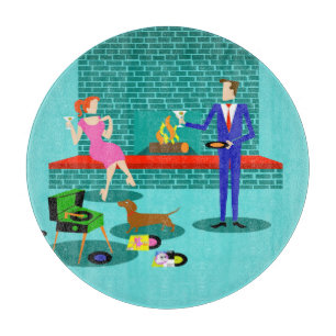 Retro Paar met de Scherpe Raad van de Hond Snijplank