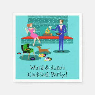 Retro Paar met Hond Papier Servetten