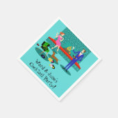 Retro Paar met Hond Papier Servetten (Hoek)